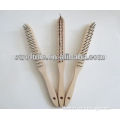 2 rows steel wire brush with wooden handle/ zinc coat or natural colour